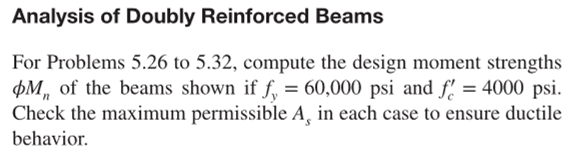 Analysis of Doubly Reinforced Beams Problem 5 . 3