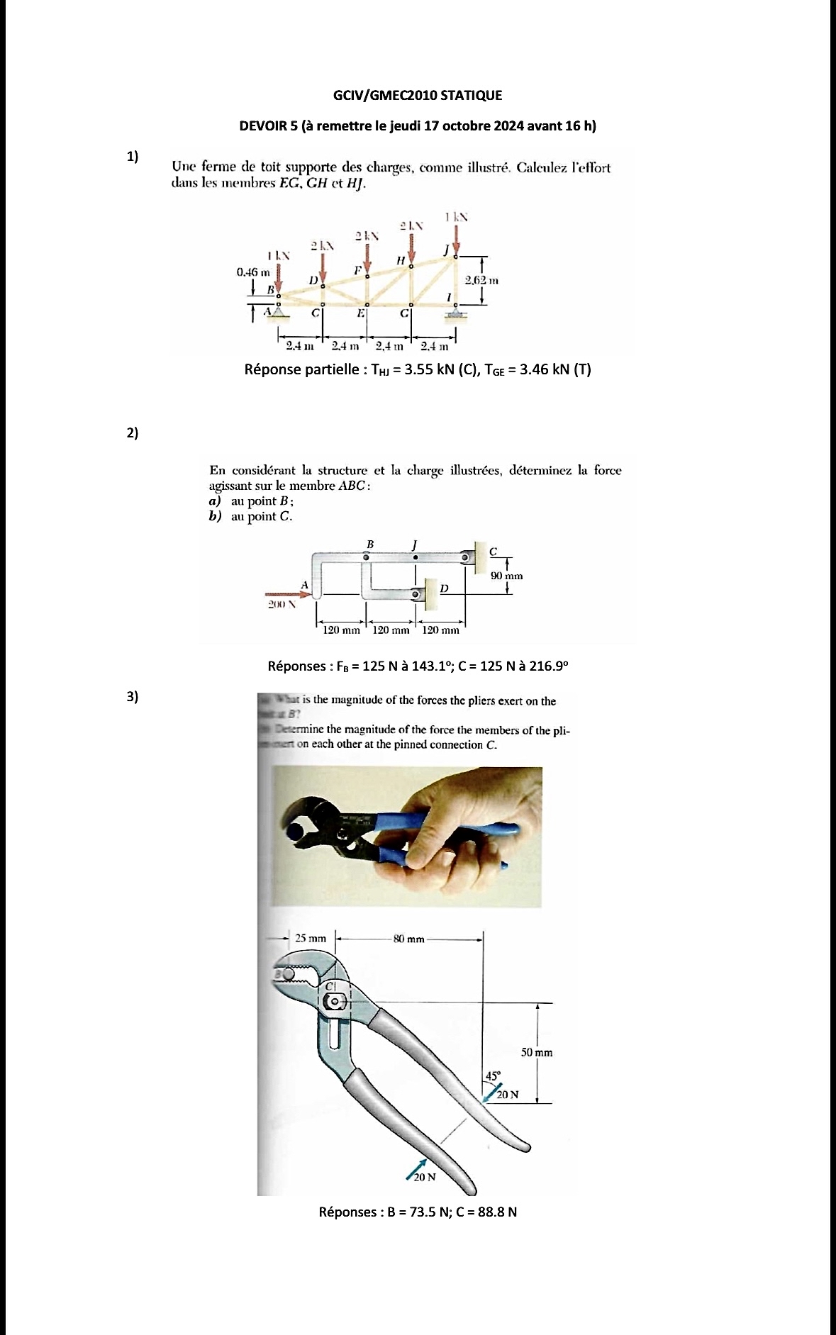 GCIV / GMEC 2 0 1 0 STATIQUE DEVOIR 5 ( remettre