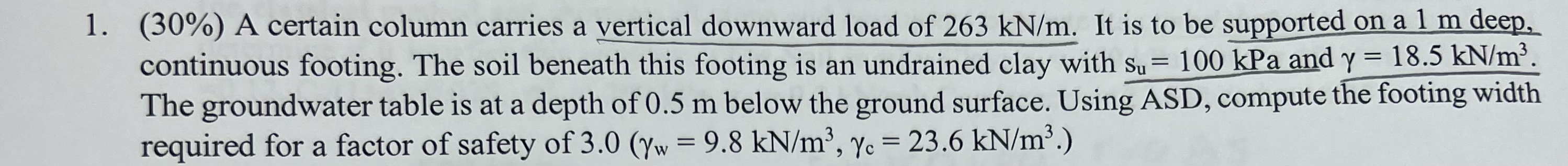 ( 3 0 % ) A certain column carries a vertical