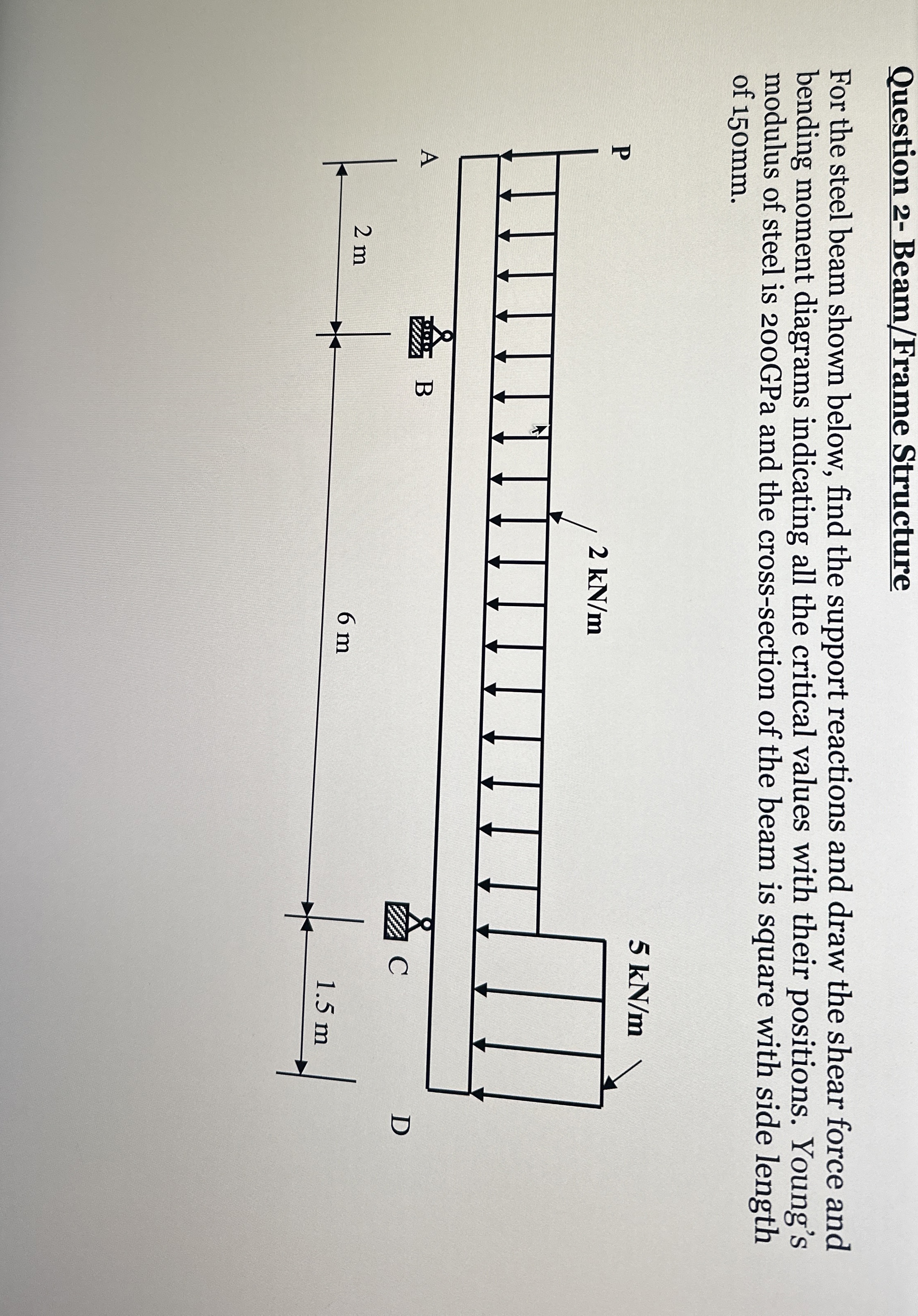 Question 2 - Beam / Frame Structure For the steel