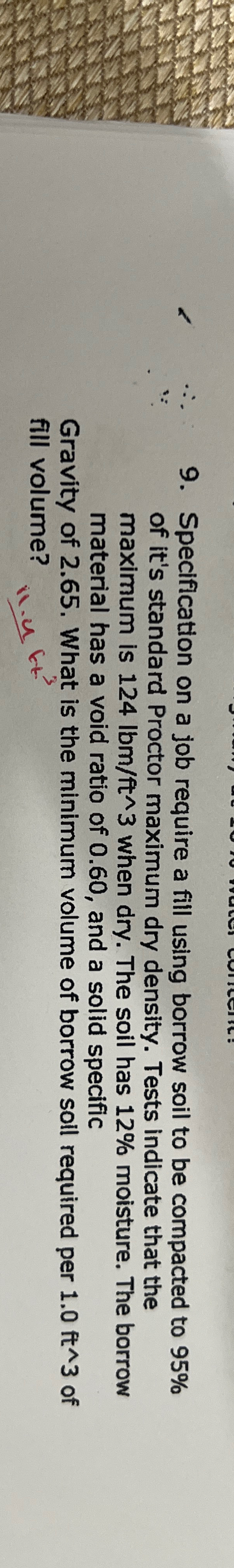 Specification on a job require a fill using