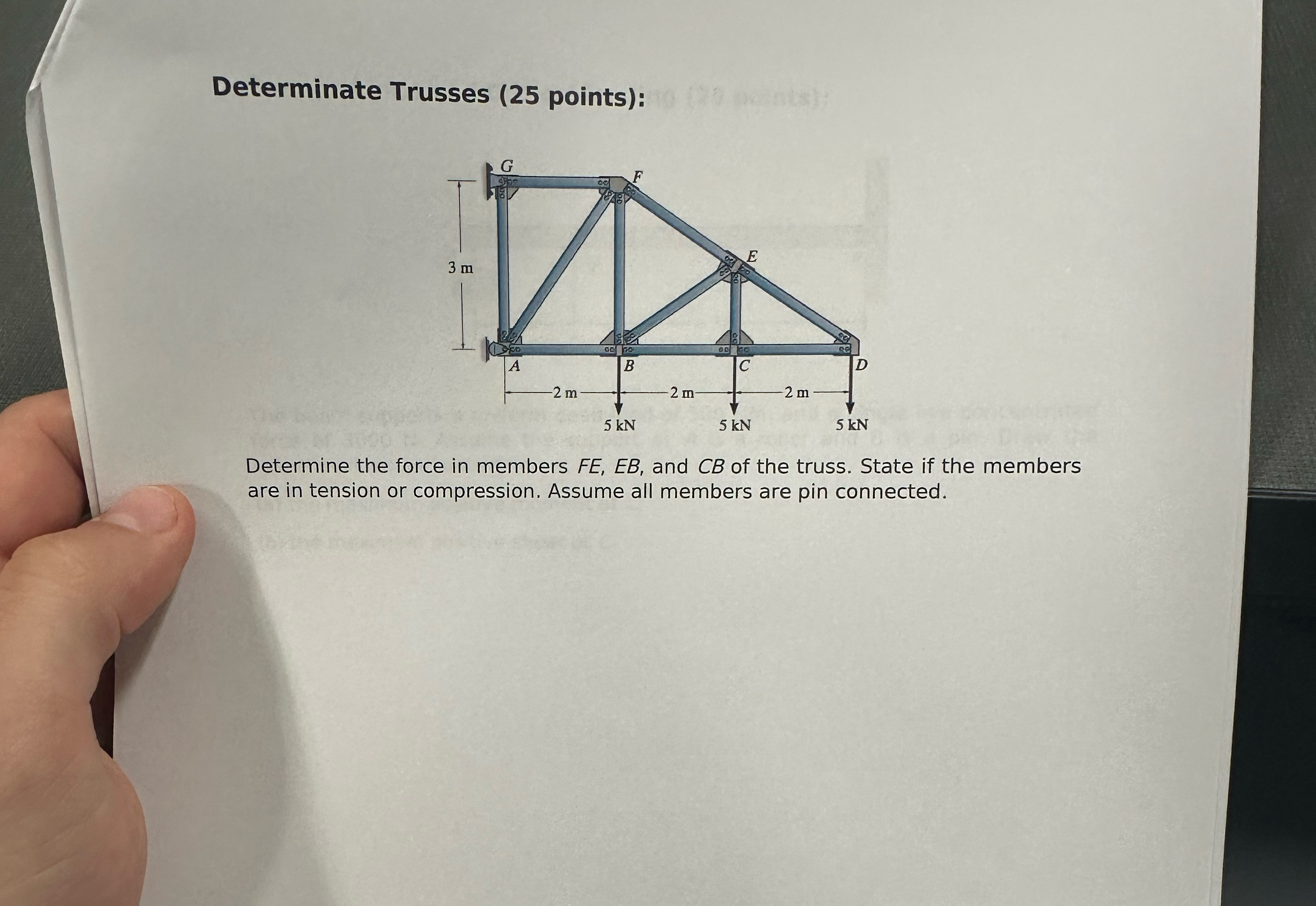 Determinate Trusses ( 2 5 points ) : Determine