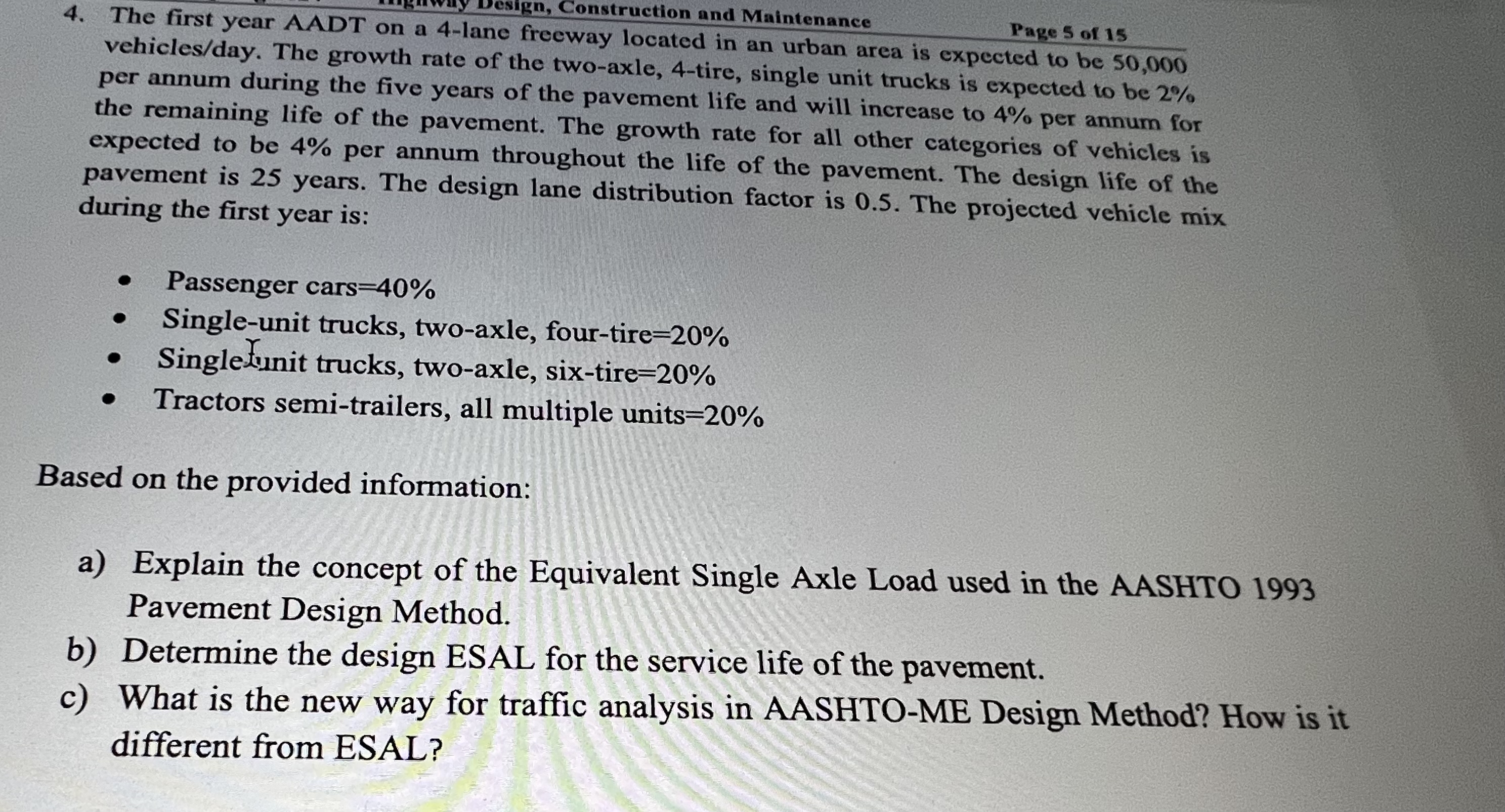 The first year AADT on a 4 - lane fre