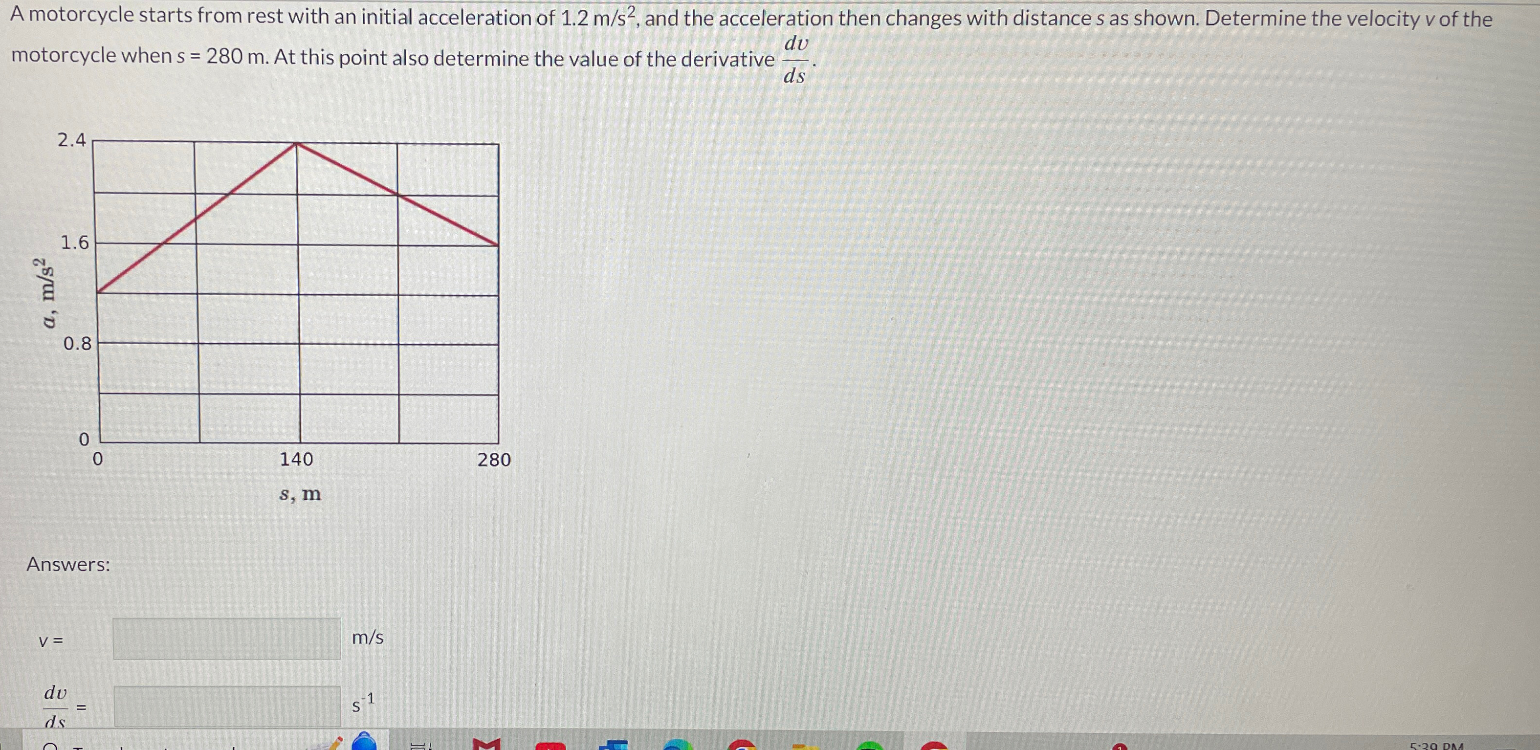 A motorcycle starts from rest with an initial