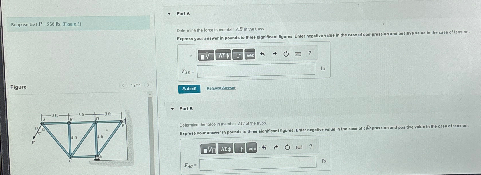 Part A Suppose that P = 2 5 0 l b ( Figure 1 )