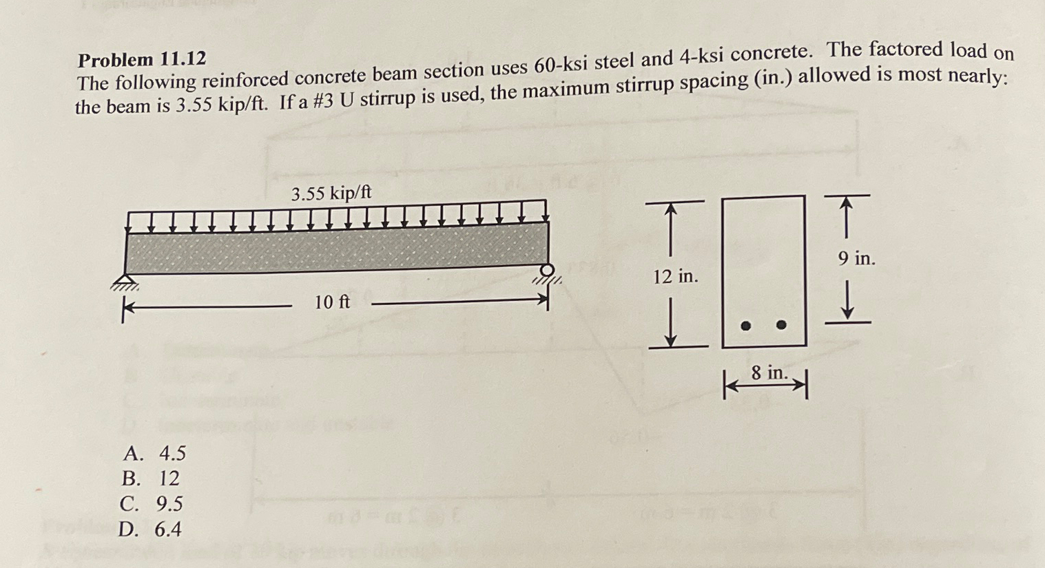 Problem 1 1 . 1 2 The following reinforced