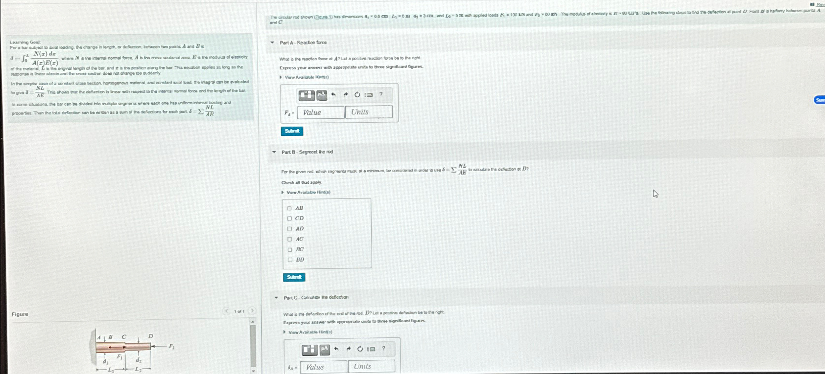 The oir C Learning Goal: Part A - Rescion force 1