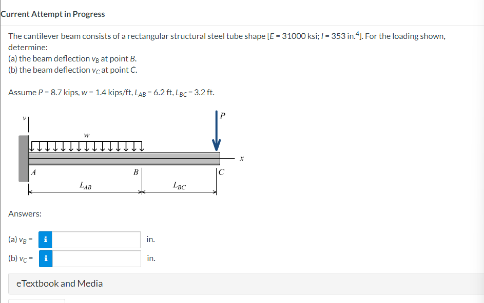 Current Attempt in Progress The cantilever beam