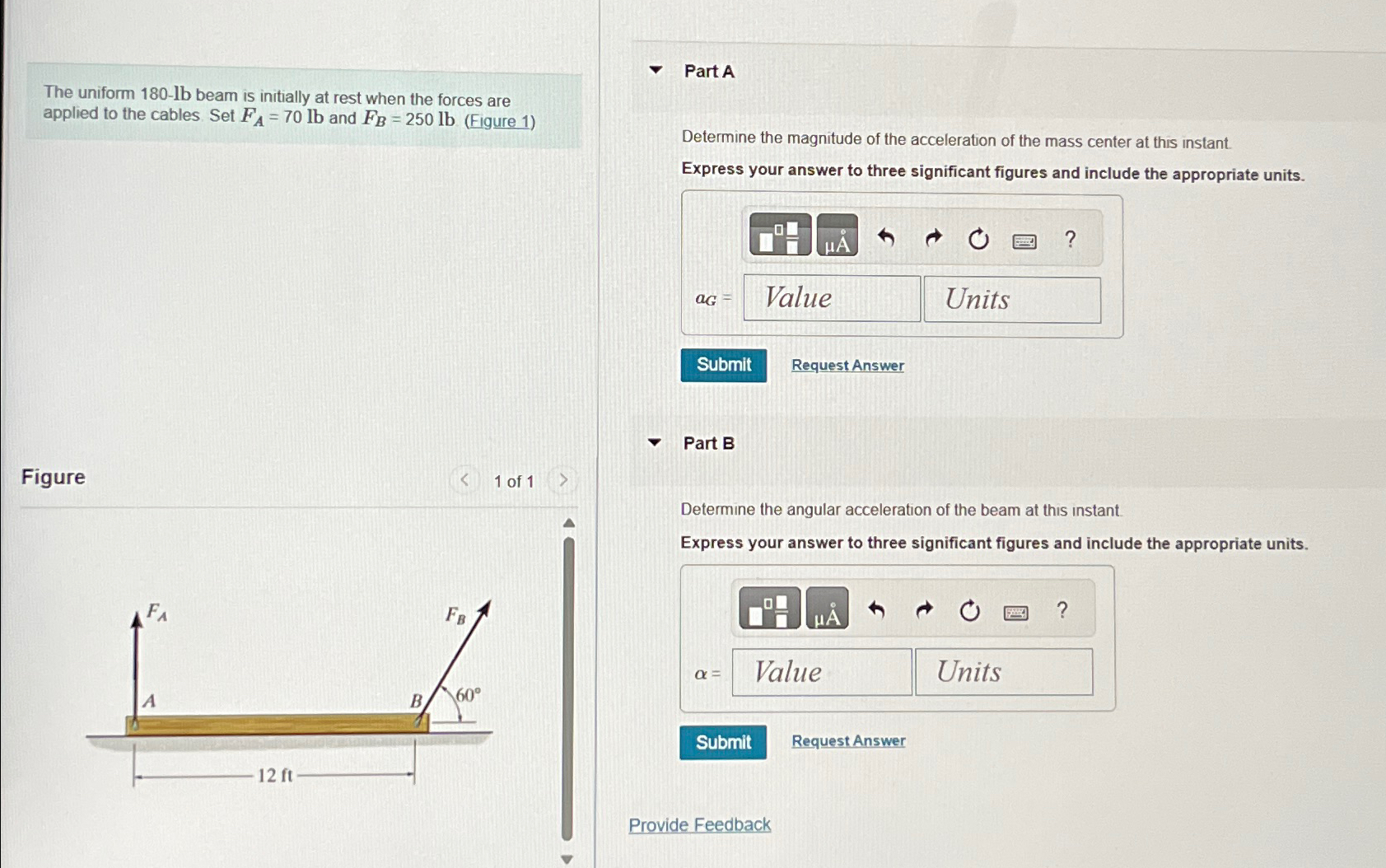 The uniform 1 8 0 - lb beam is initially at rest