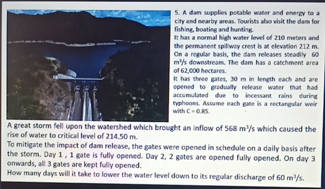 A dam supplies potable water and energy to a city