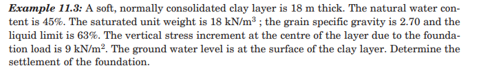Example 1 1 . 3 : A soft, normally consolidated