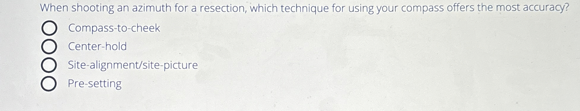 When shooting an azimuth for a resection, which