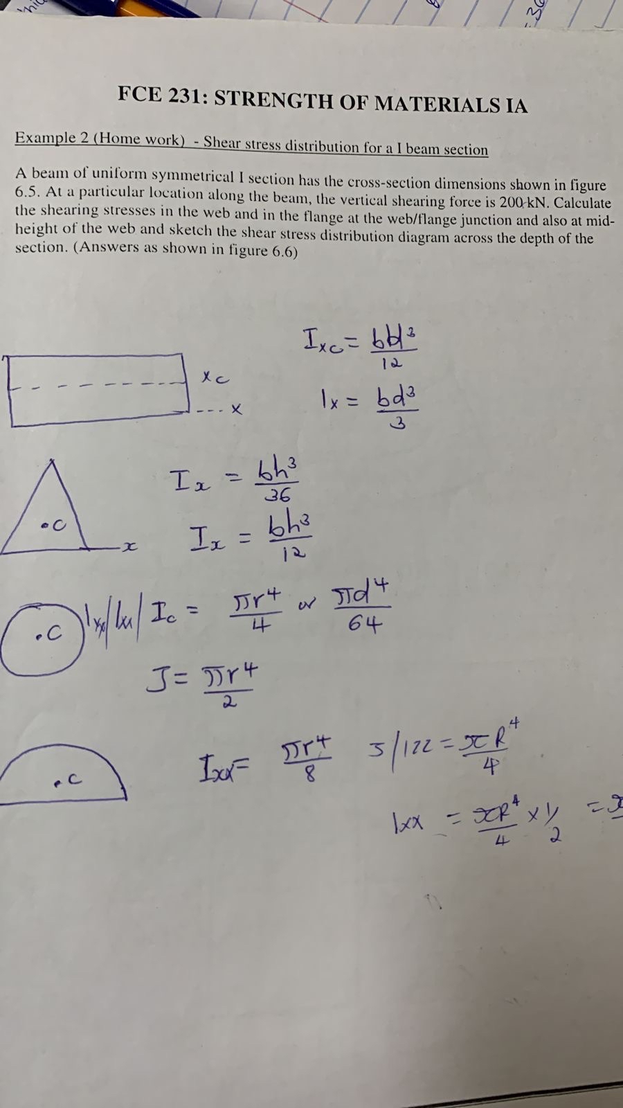 FCE 2 3 1 : STRENGTH OF MATERIALS IA Example 2 (