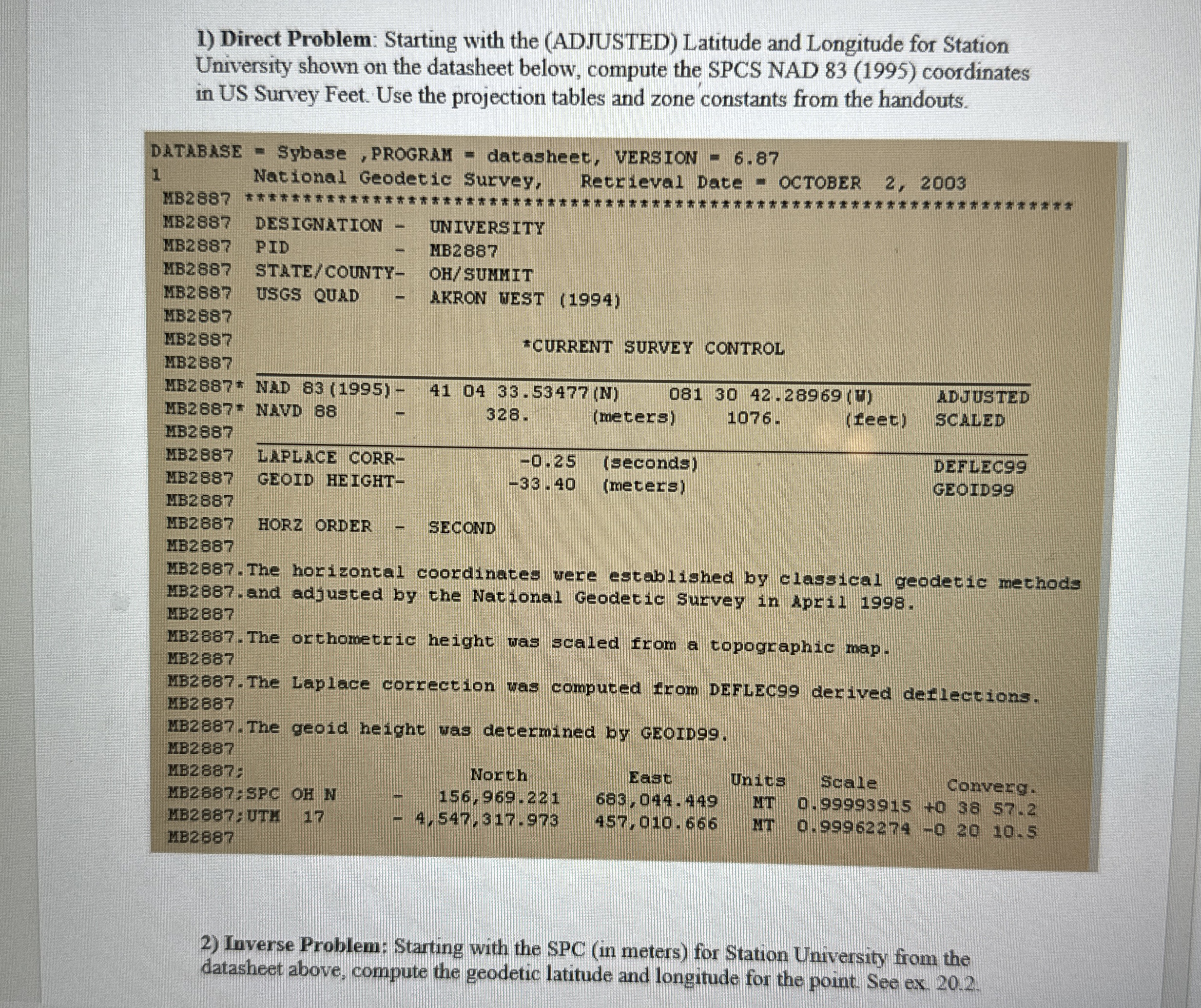 Direct Problem: Starting with the ( ADJUSTED )
