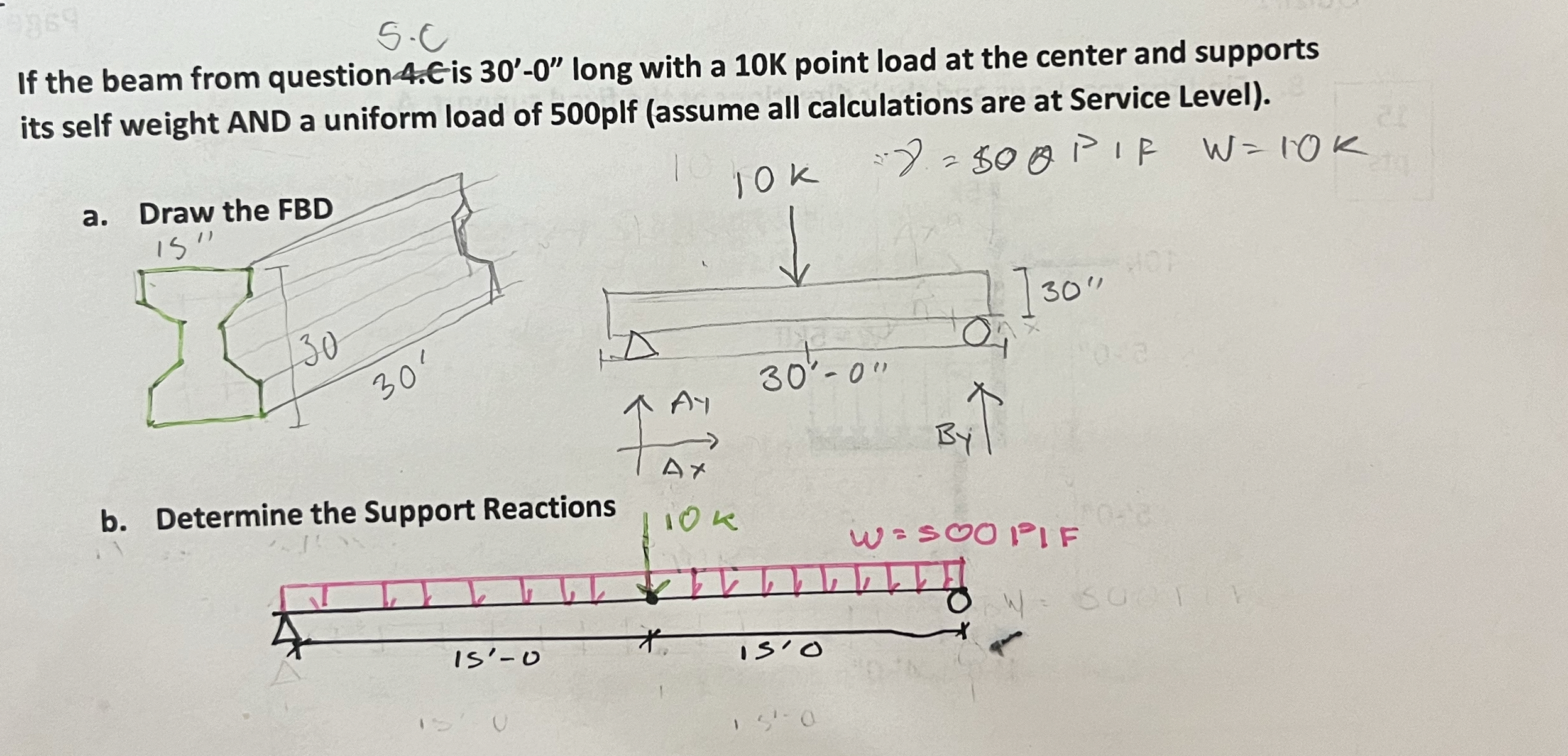 If the beam is 1 5 x 3 0 in and 3 0 ' - 0 ' '