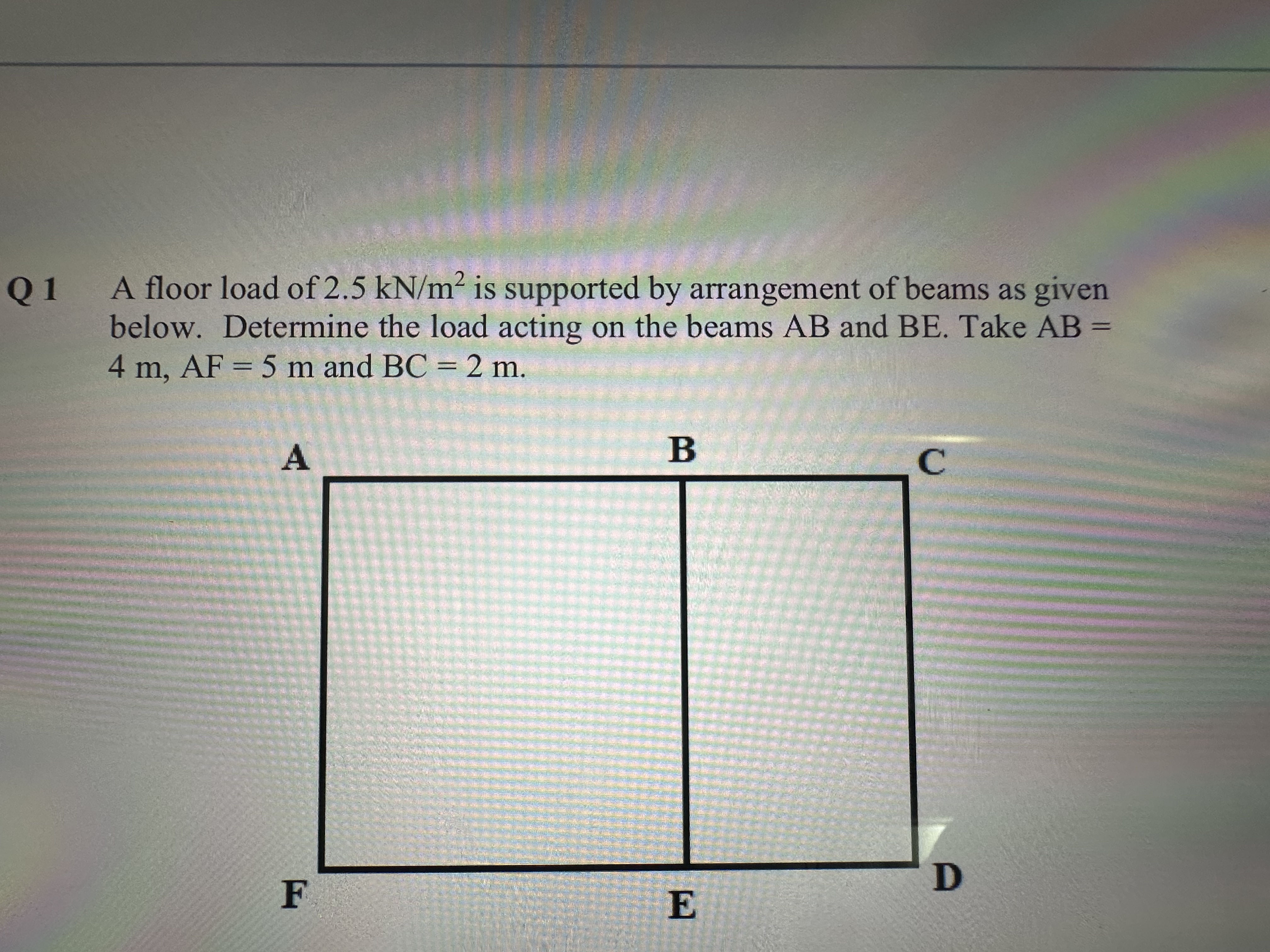 Q 1 A floor load of 2 . 5 k N m 2 is supported by