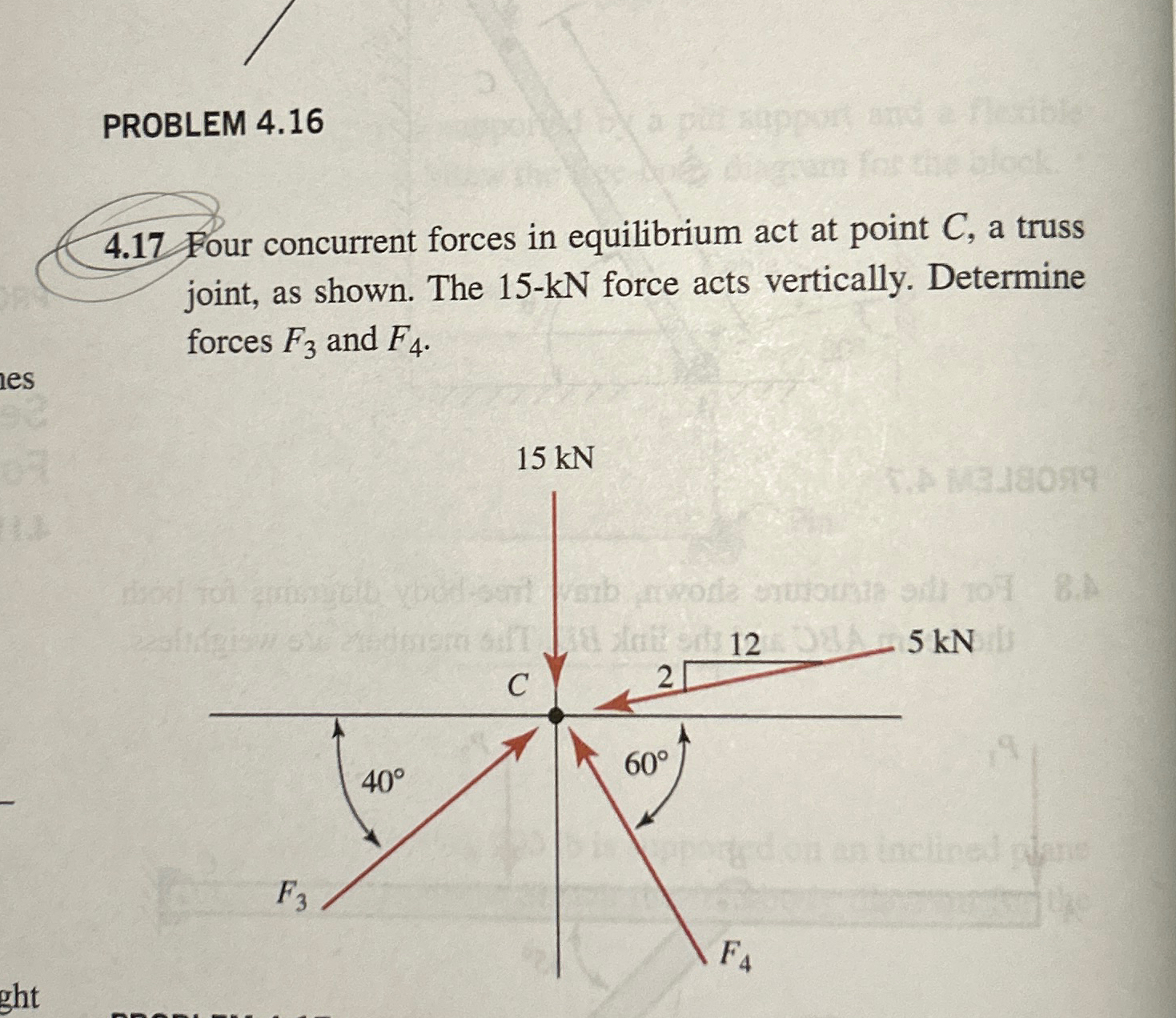 PROBLEM 4 . 1 6 4 . 1 7 Four concurrent forces in