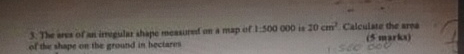 The area of an irregular shape measured on a map