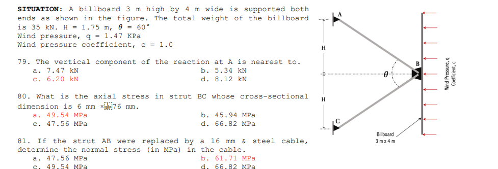 SITUATION: A billboard 3 m high by 4 m wide is