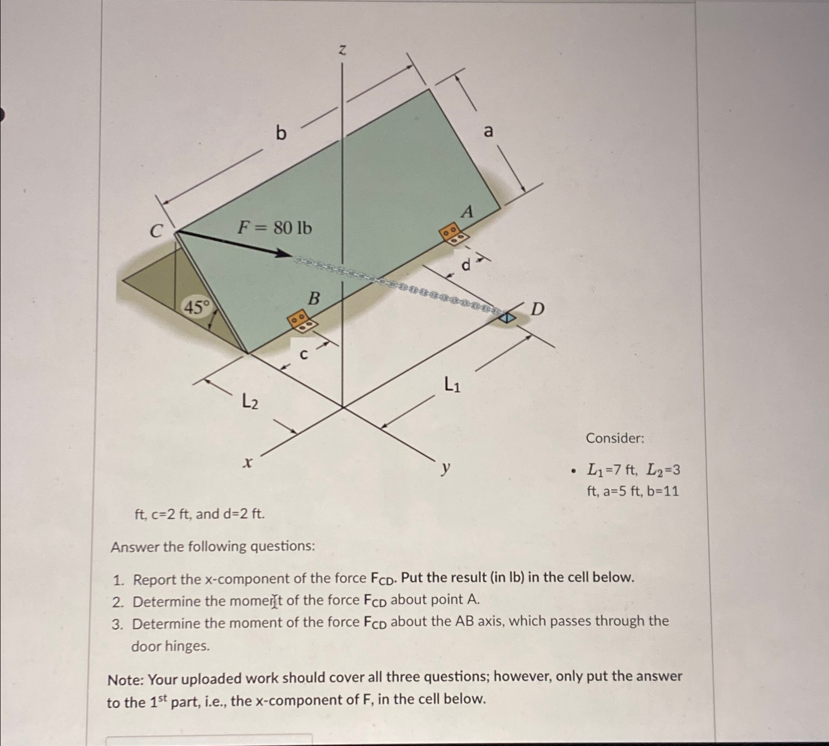 f t , c = 2 f t , and d = 2 f t . Answer the