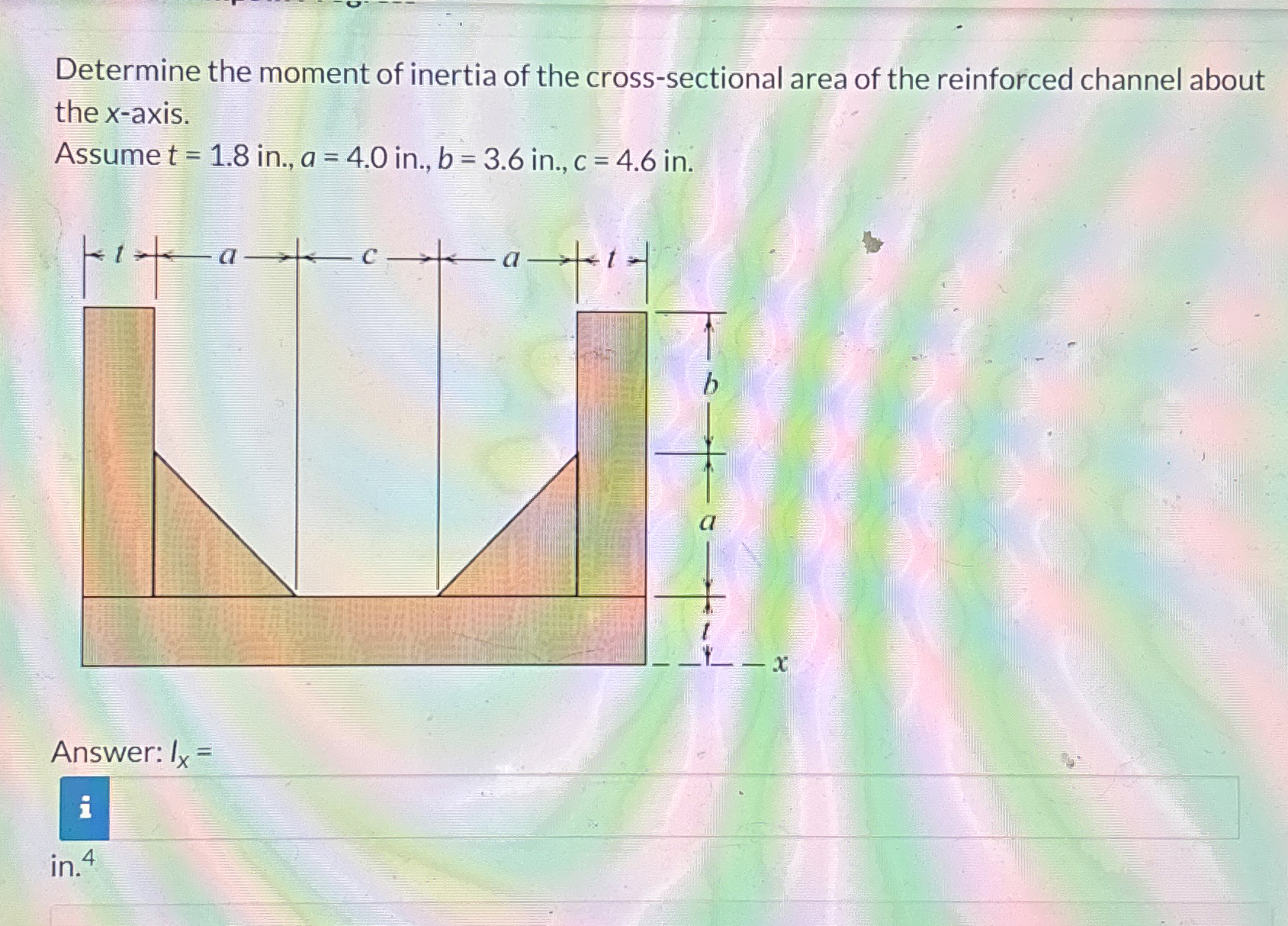 Determine the moment of inertia of the cross -