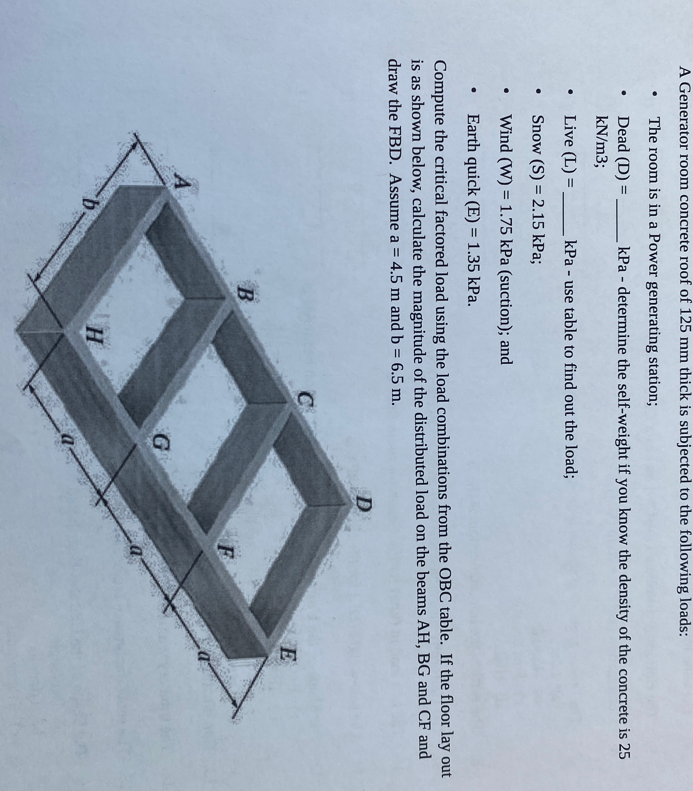 A Generator room concrete roof of 1 2 5 m m thick