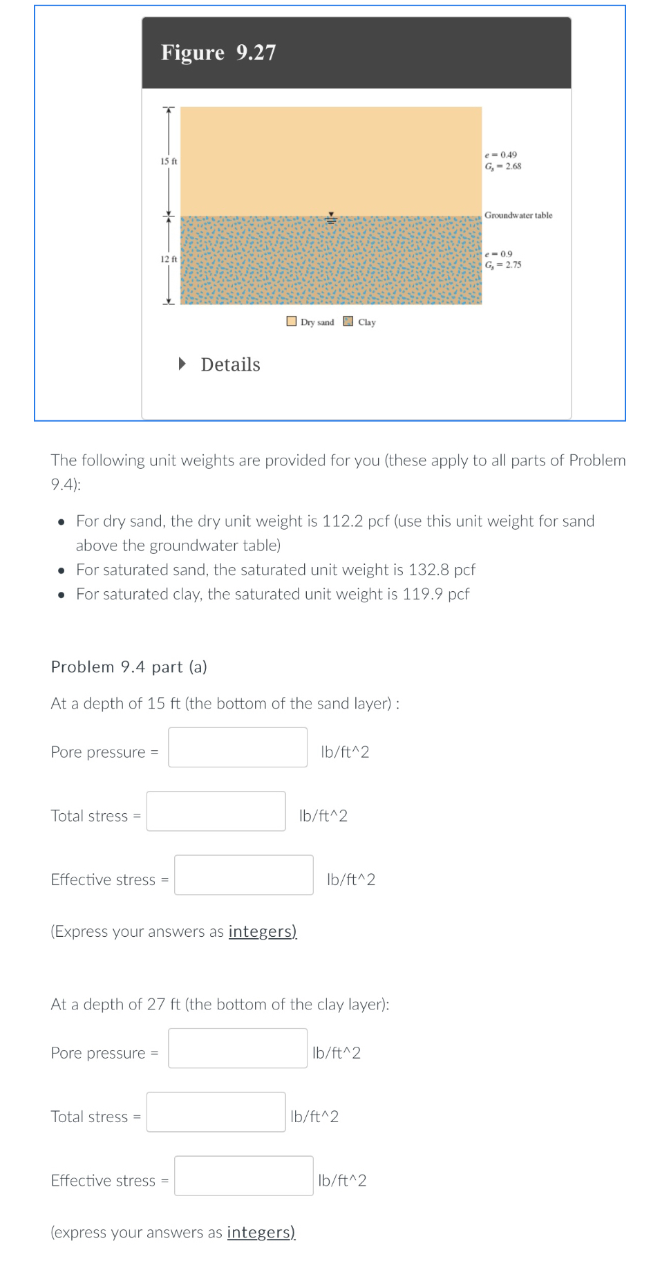 9 . 4 Refer to the soil profile shown in Figure 9