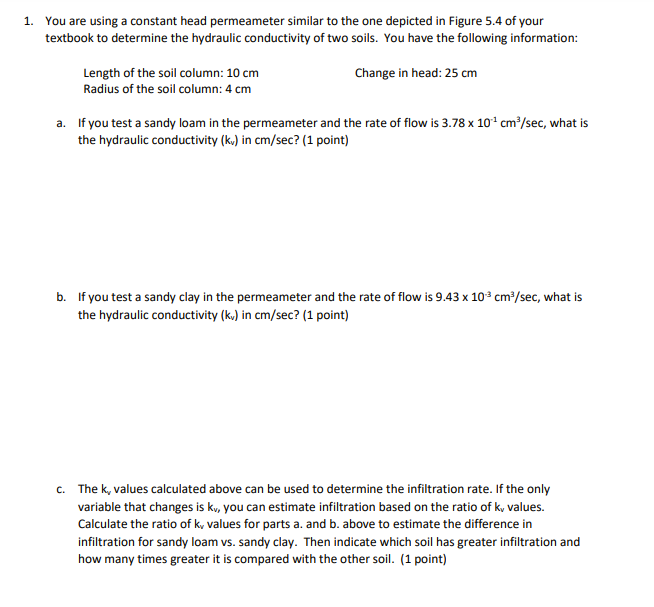 You are using a constant head permeameter similar