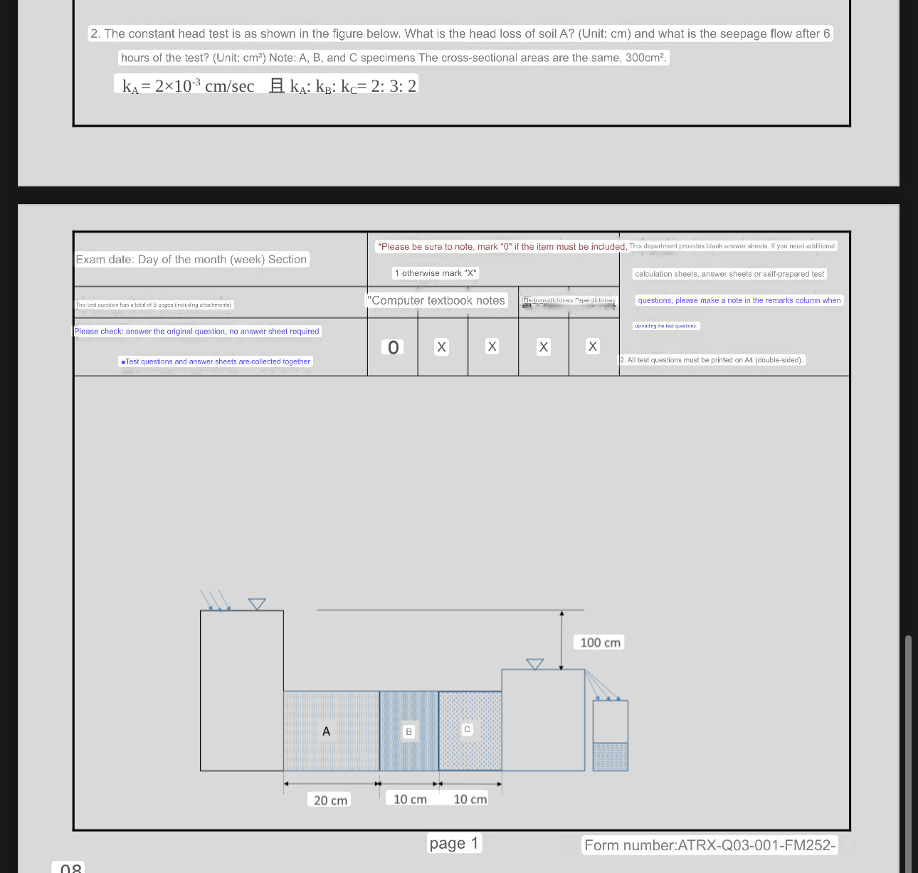 The constant head test is shown in the figure