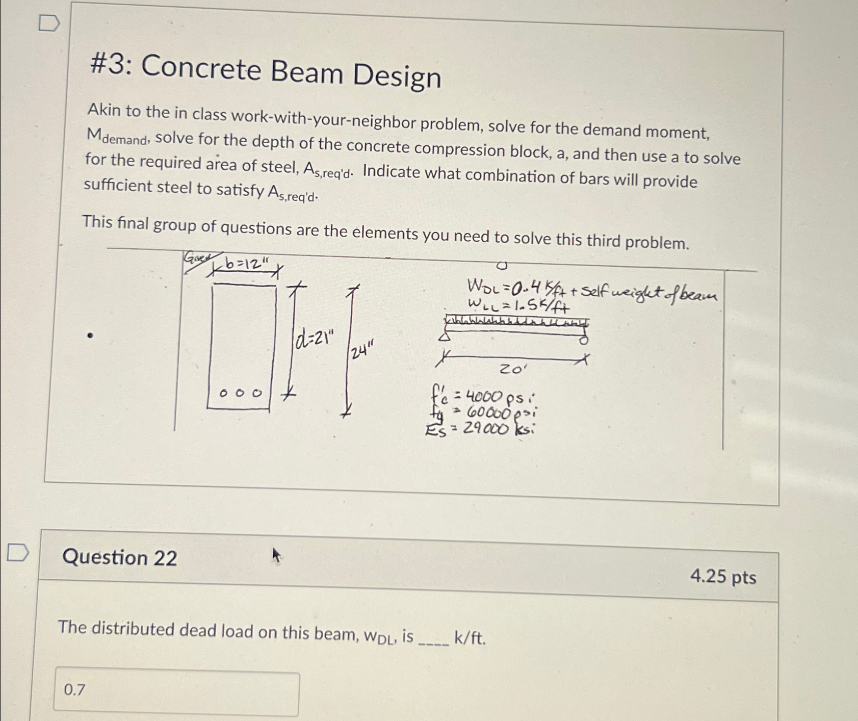 # 3 : Concrete Beam Design Akin to the in class