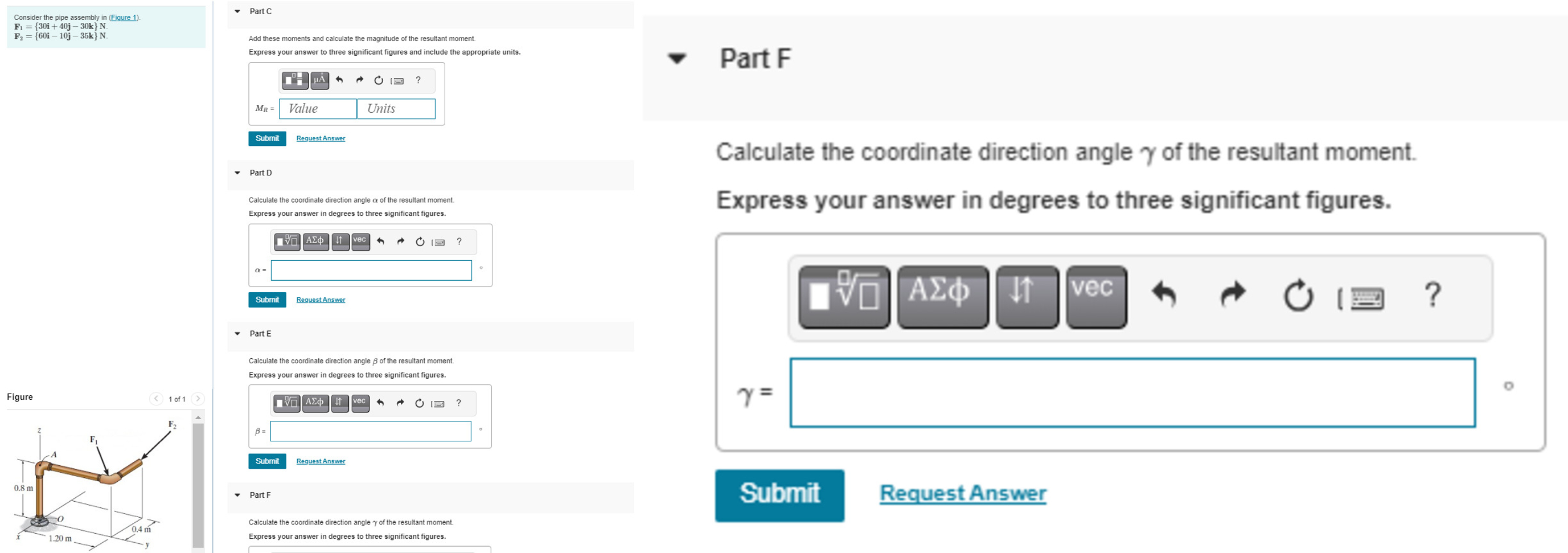 Part F Calculate the coordinate direction angle