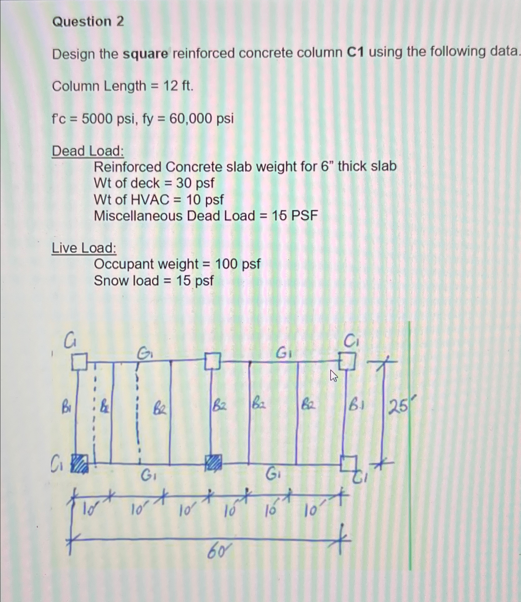 Question 2 Design the square reinforced concrete