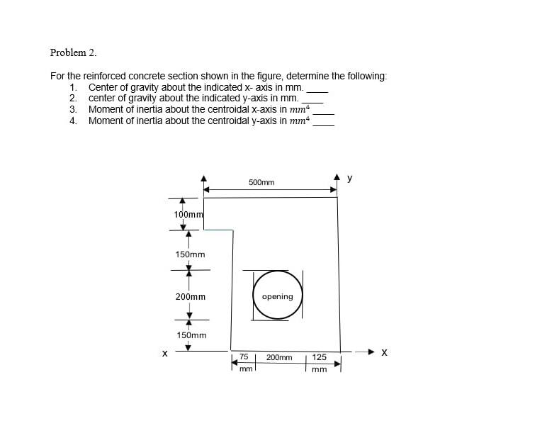 Problem 2 . For the reinforced concrete section