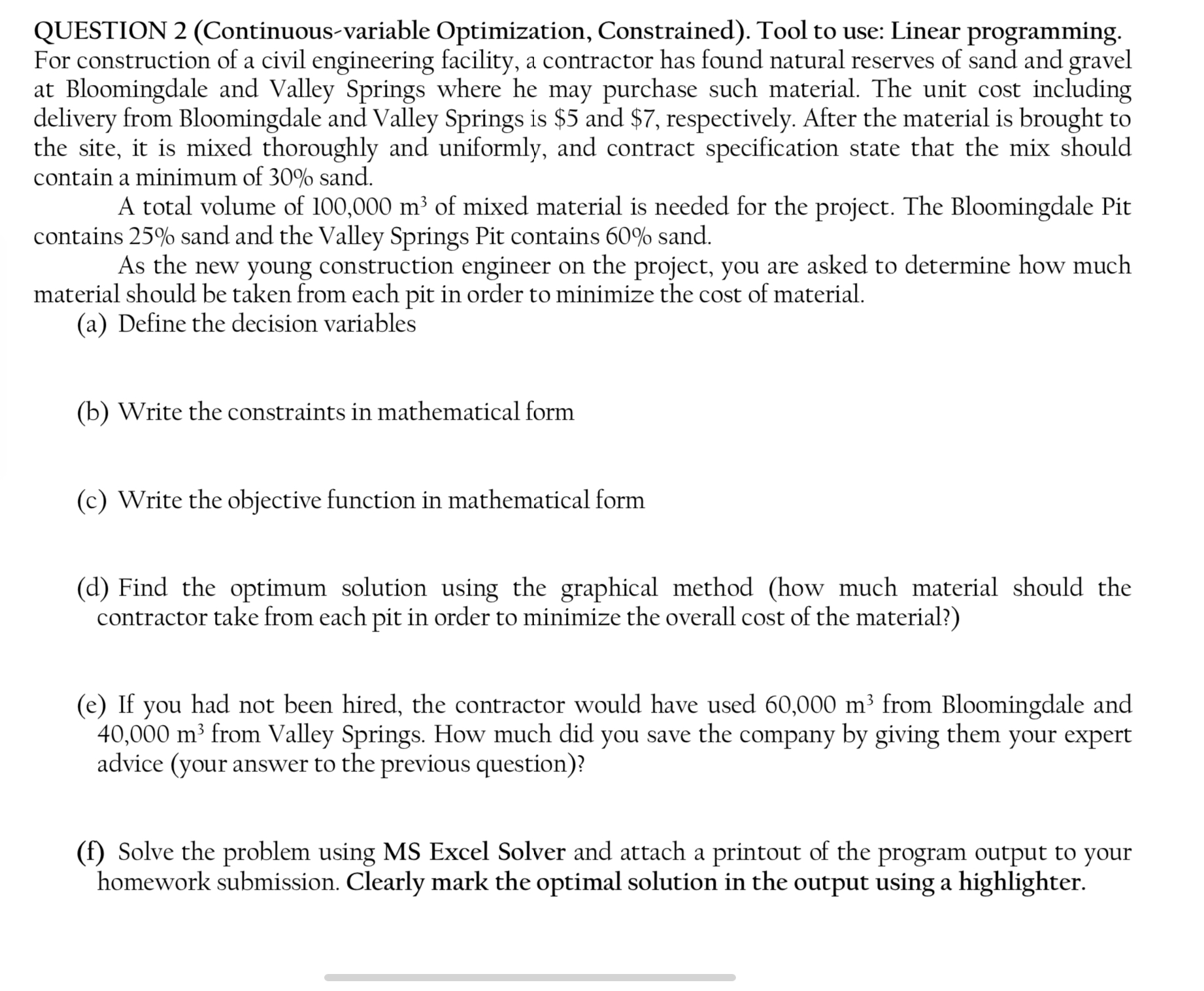 QUESTION 2 ( Continuous - variable Optimization,