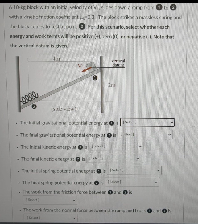 A 1 0 - kg block with an initial velocity of V 1