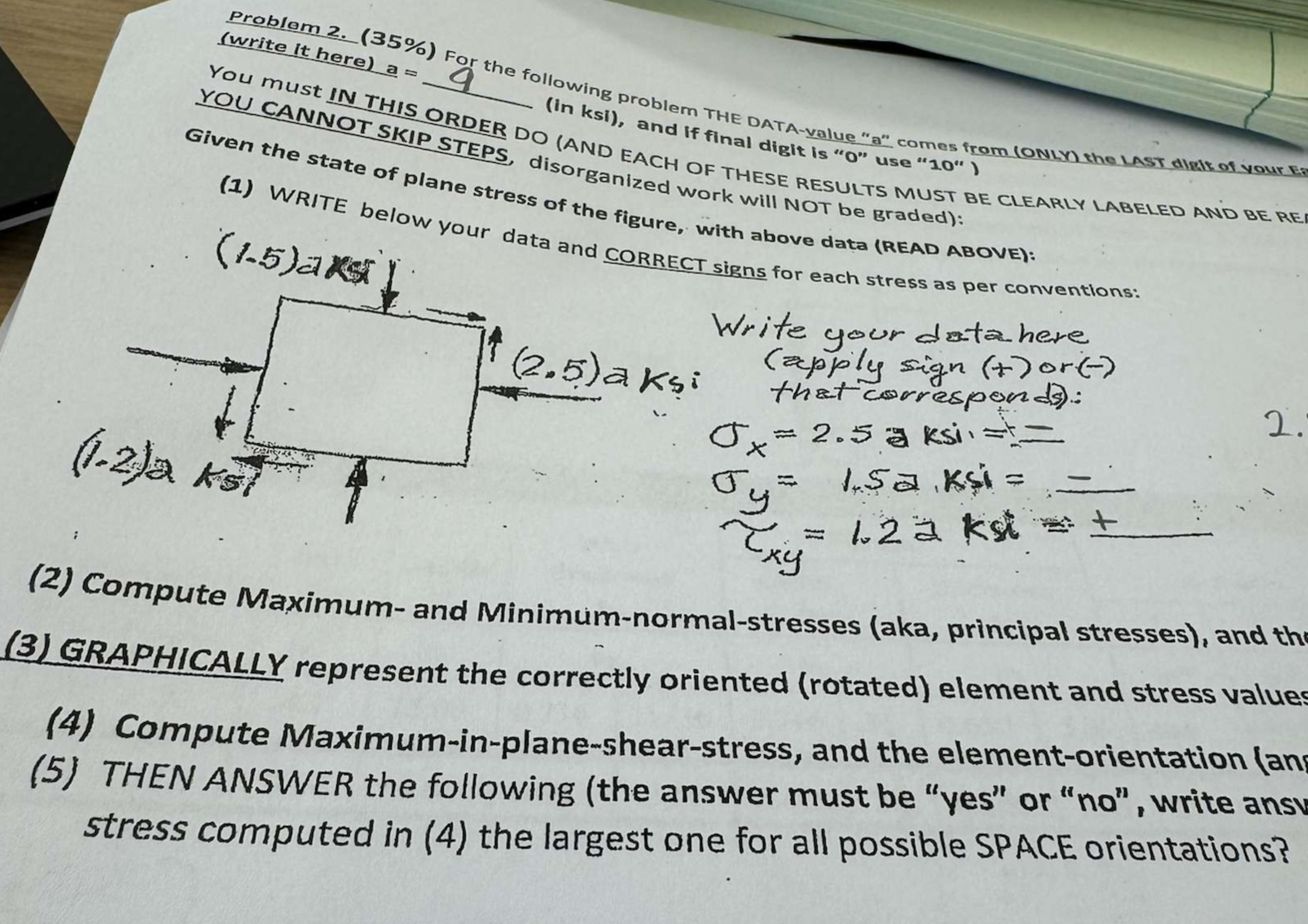 YOU must IN THIS ORD ( In ksi ) , and THE DATA -