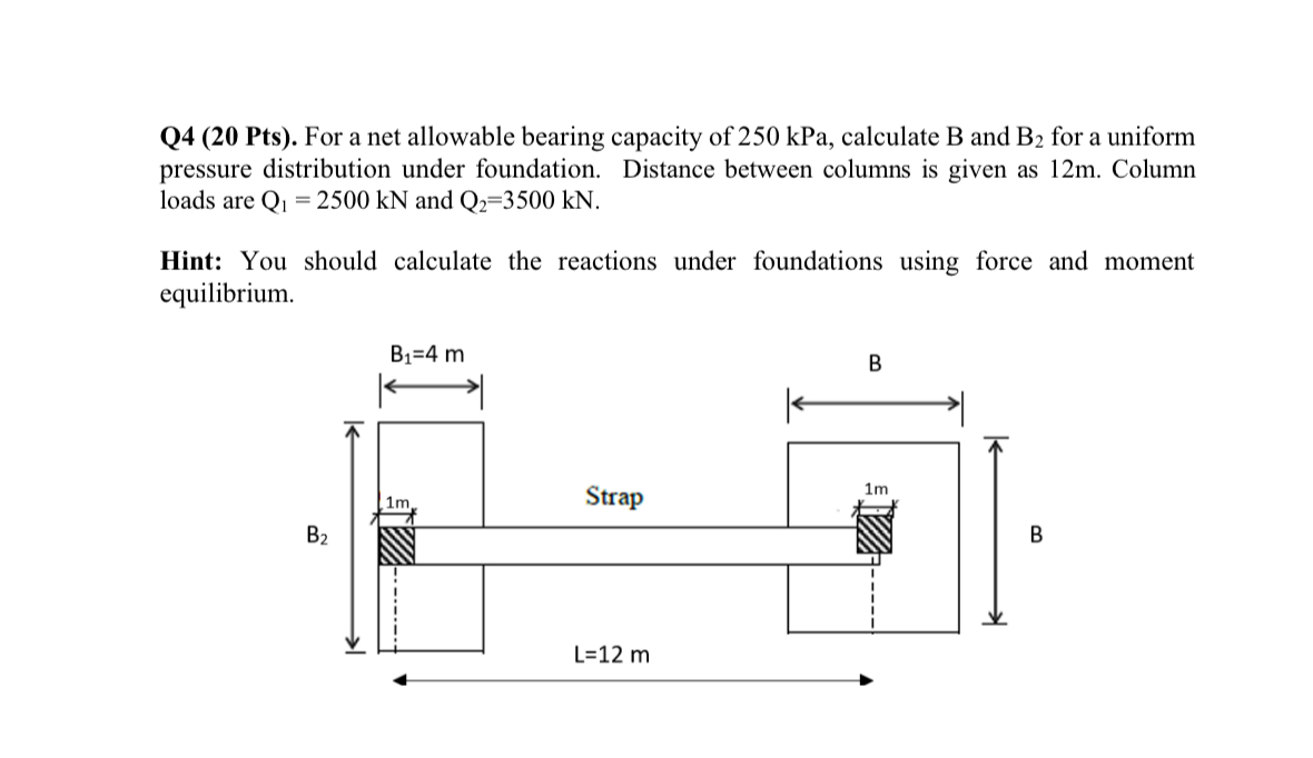 Q 4 ( 2 0 Pts ) . For a net allowable bearing