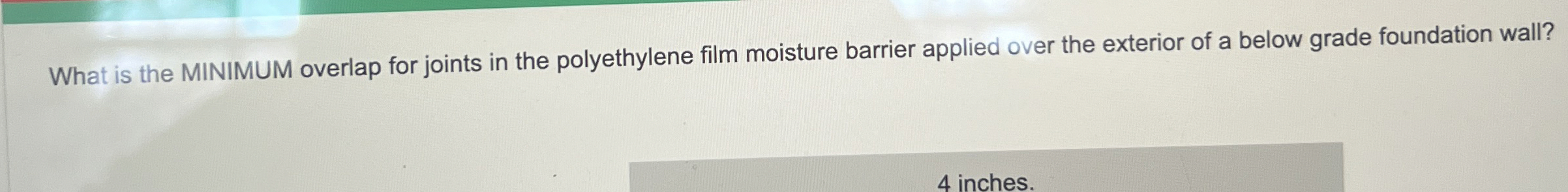 What is the MINIMUM overlap for joints in the