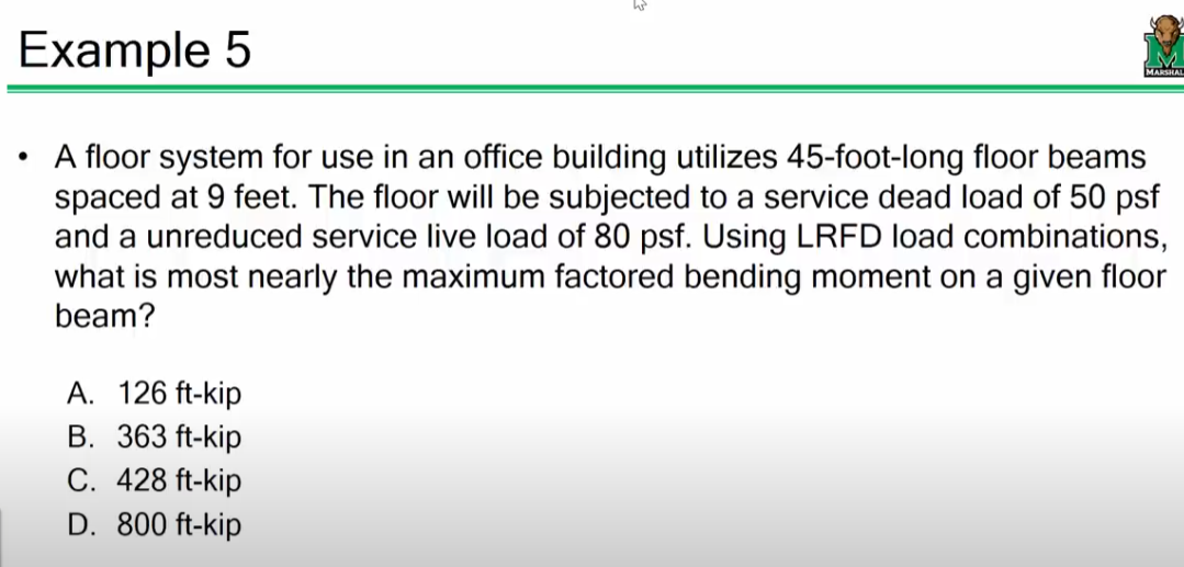 Example 5 A floor system for use in an office