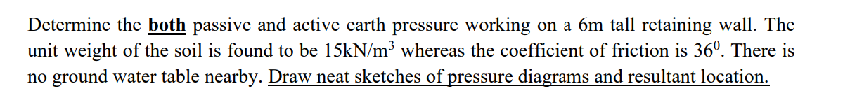 Determine the both passive and active earth