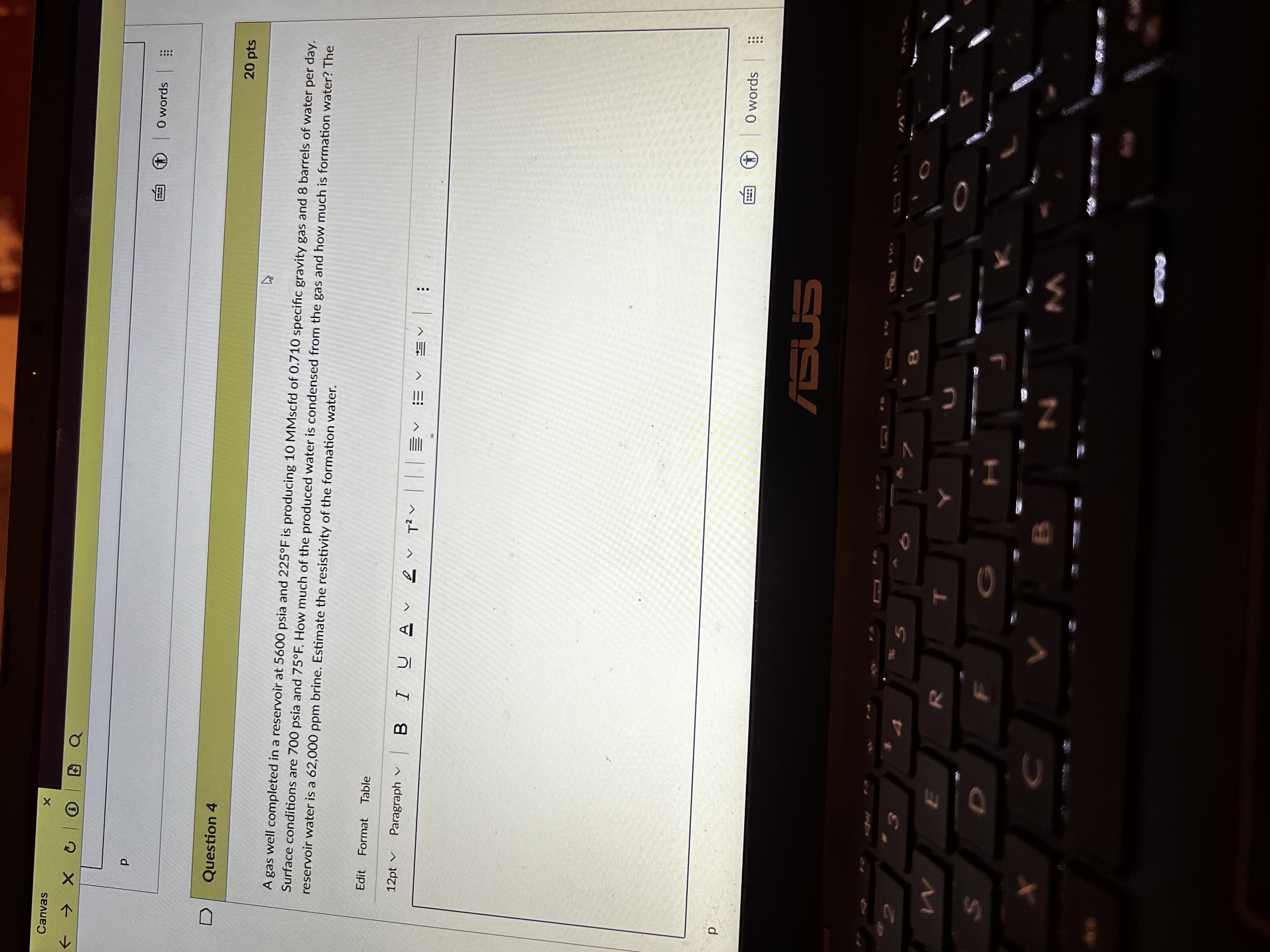 Canvas larr < ( 1 ) p p 0 words Question 4 2 0