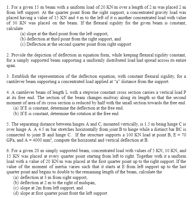 For a given 1 5 m beam with a uniform load of 2 0