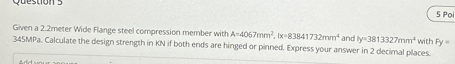 Given a 2 . 2 meter Wide Flange steel compression