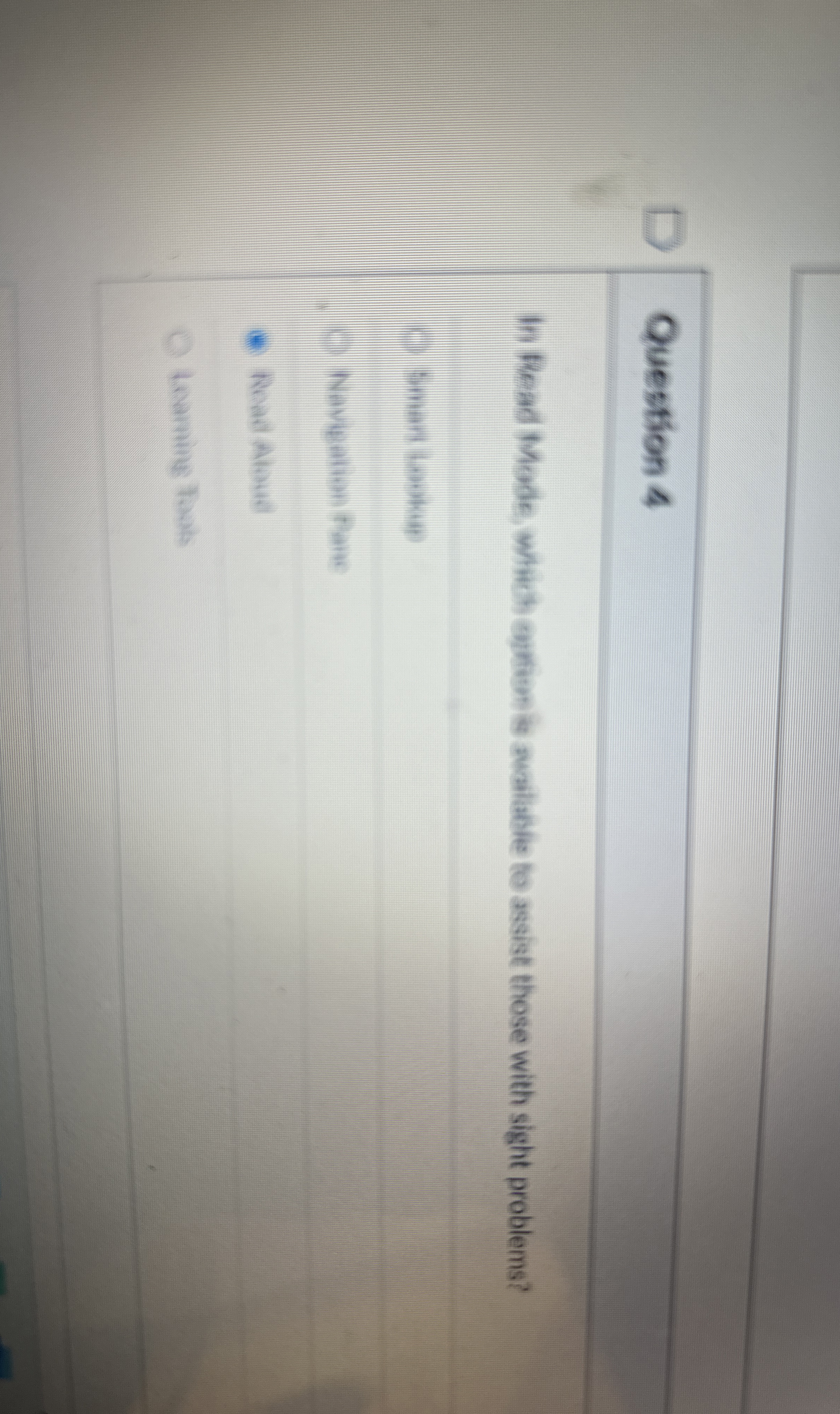 Question 4 In Read Mode, which ouriun is sualbele