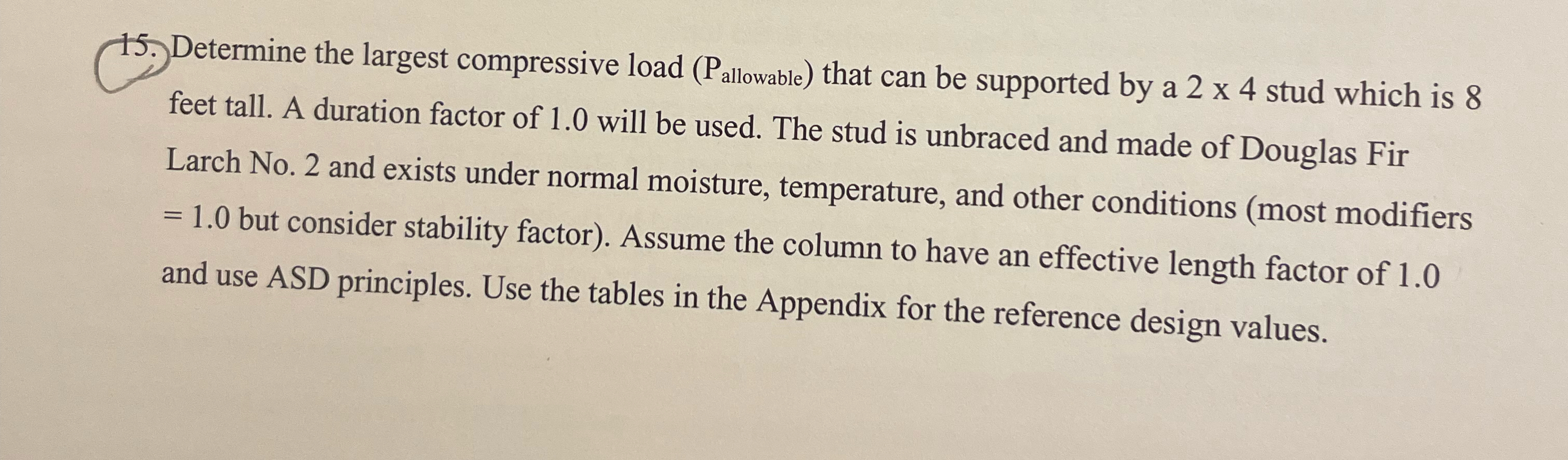 Determine the largest compressive load ( P a l l