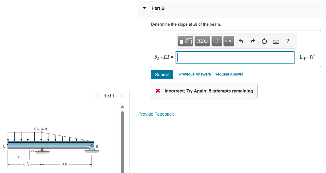 Determine the slope at A of the beam