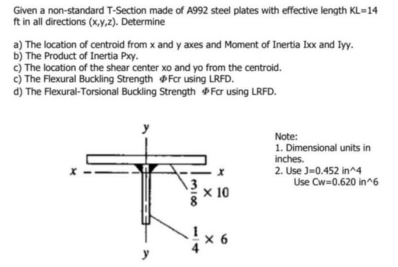 Given a non - standard T - Section made of A 9 9