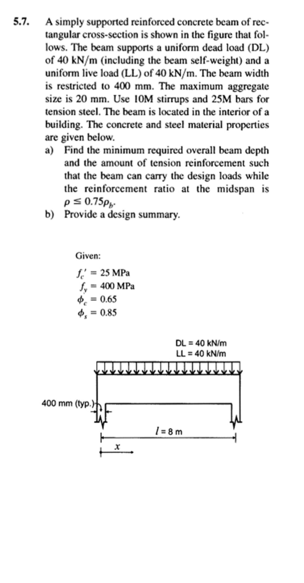 5 . 7 . A simply supported reinforced concrete