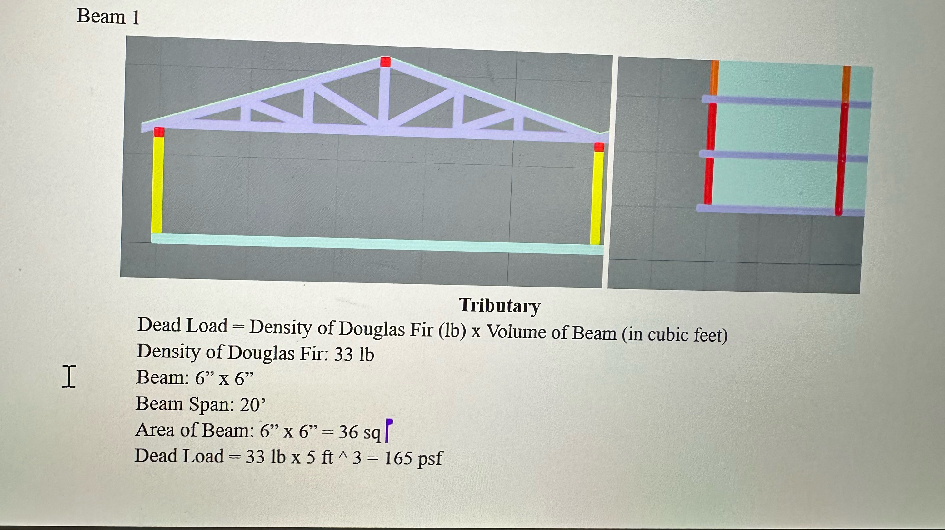 Calculate the bending and shear stresses Beam 1