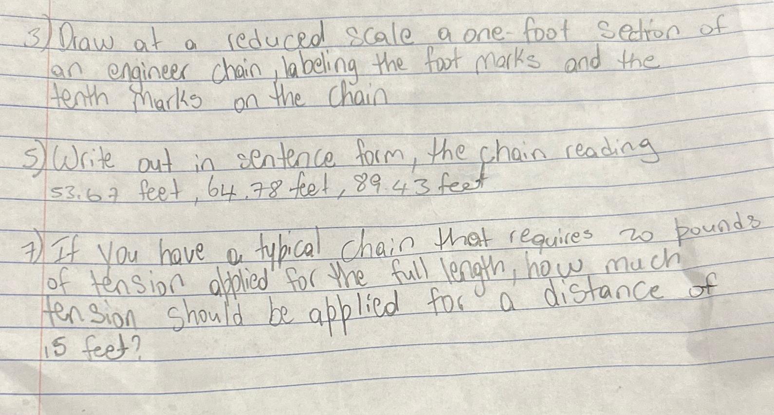 Draw at a reduced scale a one - foot section of